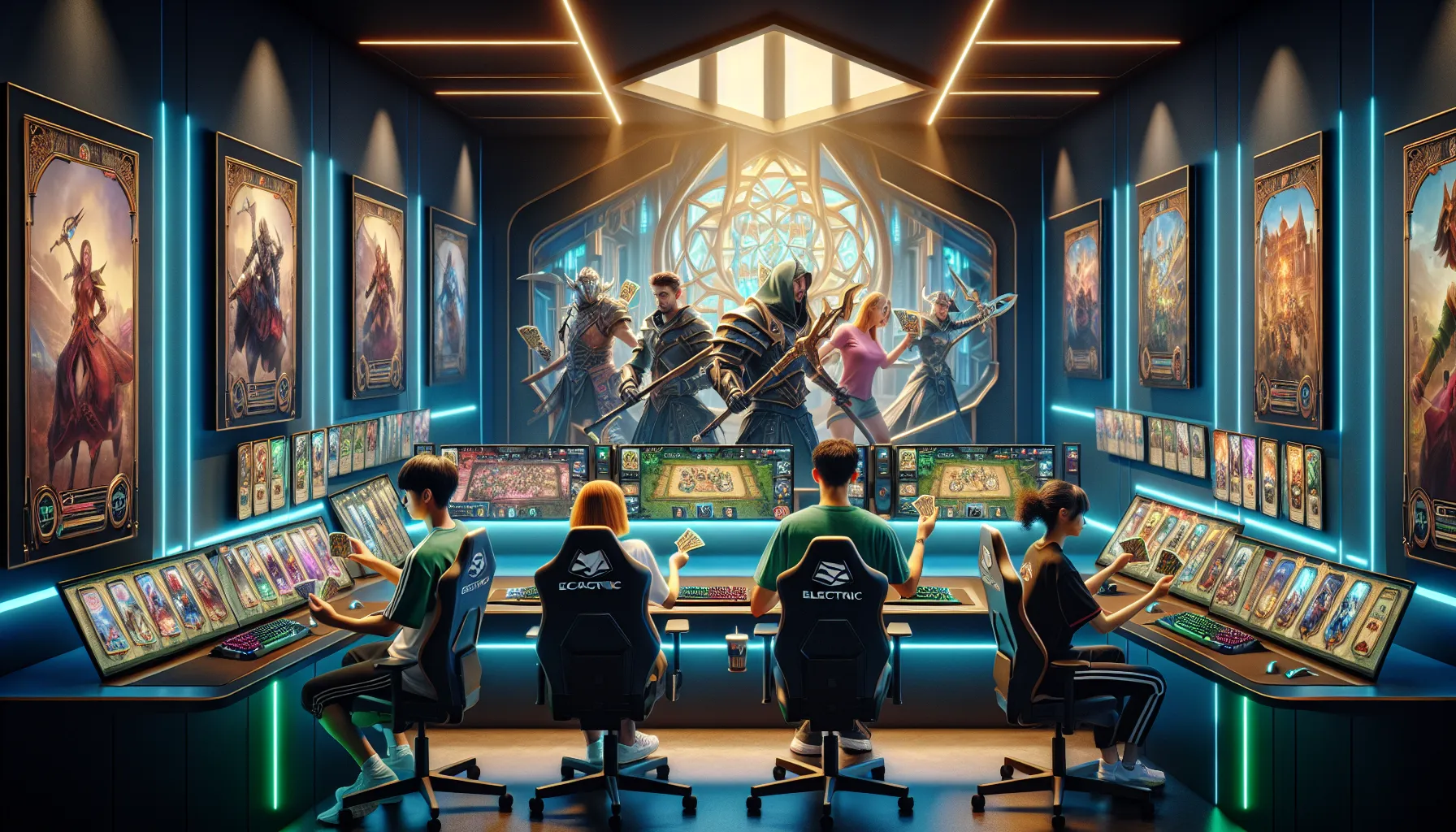 gaming room with players discussing Hearthstone game modes.