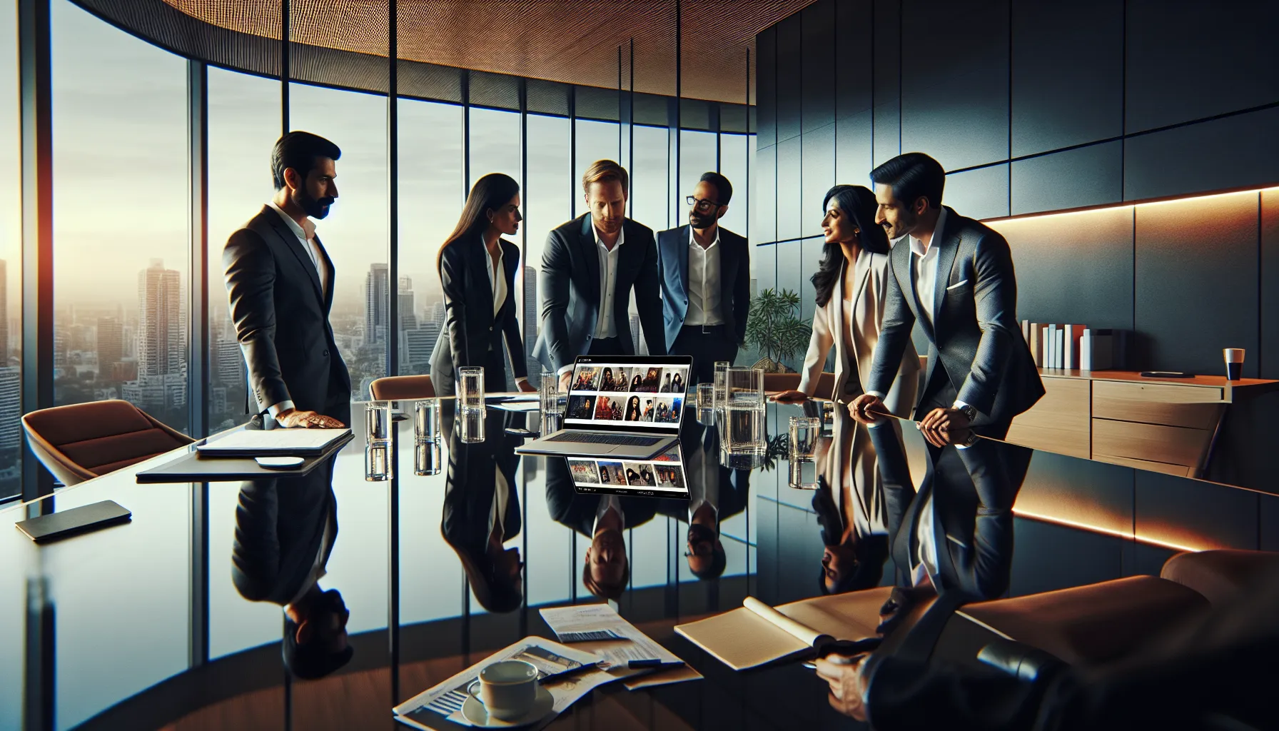 Afilmyhit.com Bollywood Movies: Your Ultimate Streaming Guide 10 diverse team discussing Bollywood streaming options in a modern office.