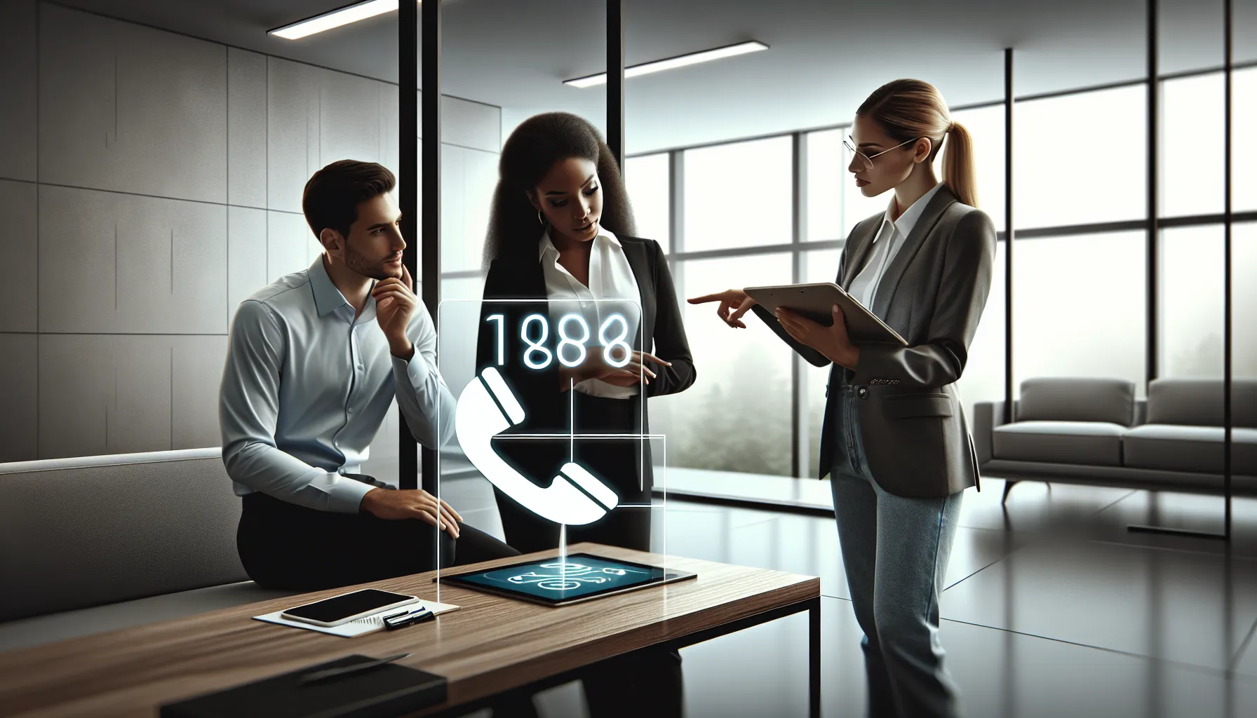 professionals discussing customer support in a modern office.