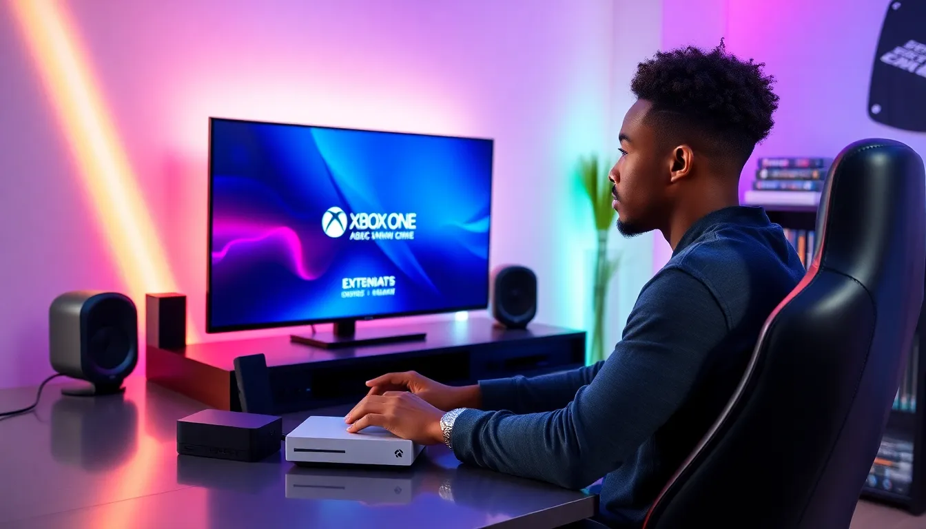gamer using an Xbox One S with an external hard drive.