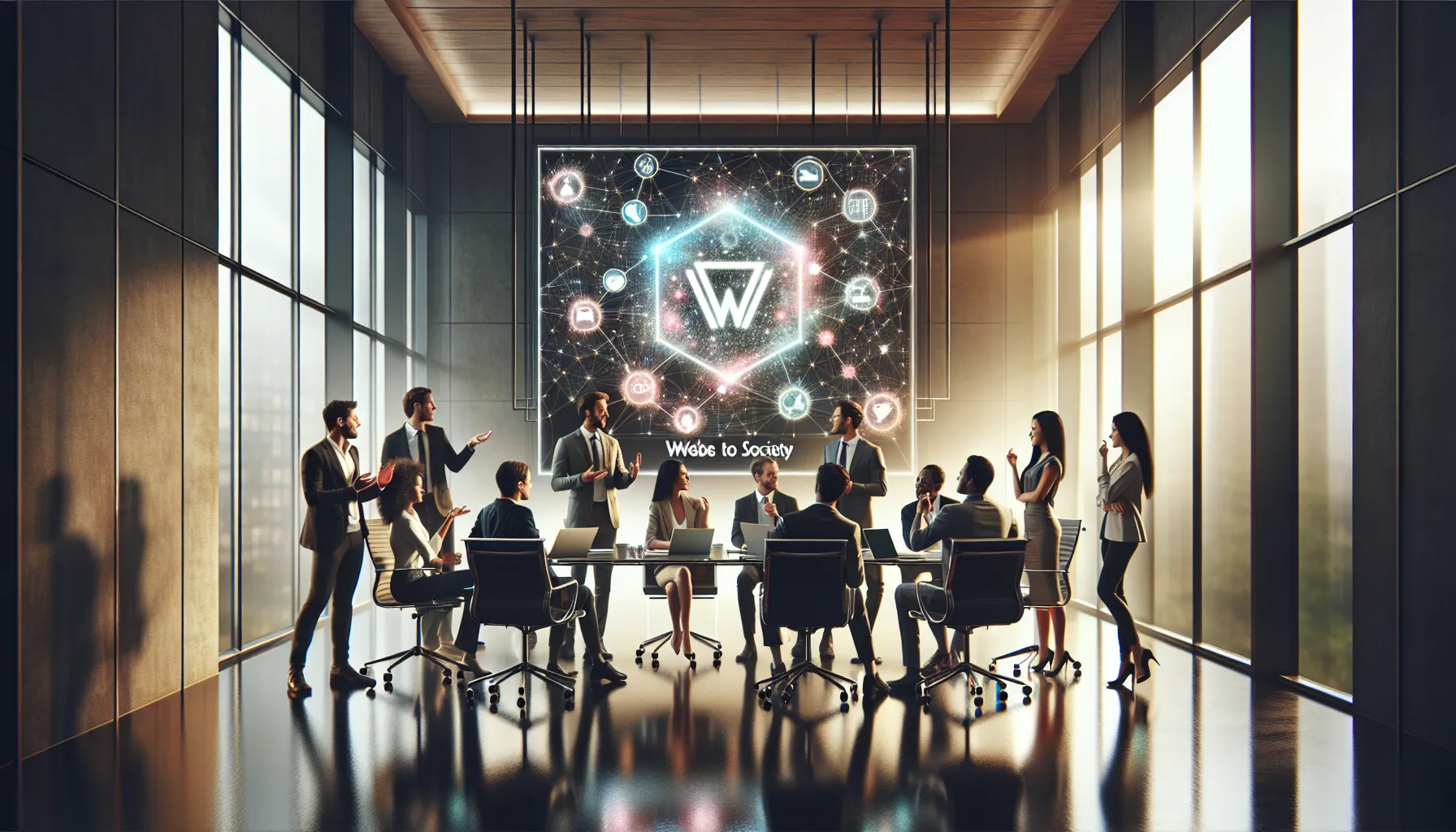 diverse professionals collaborating in a modern workspace.