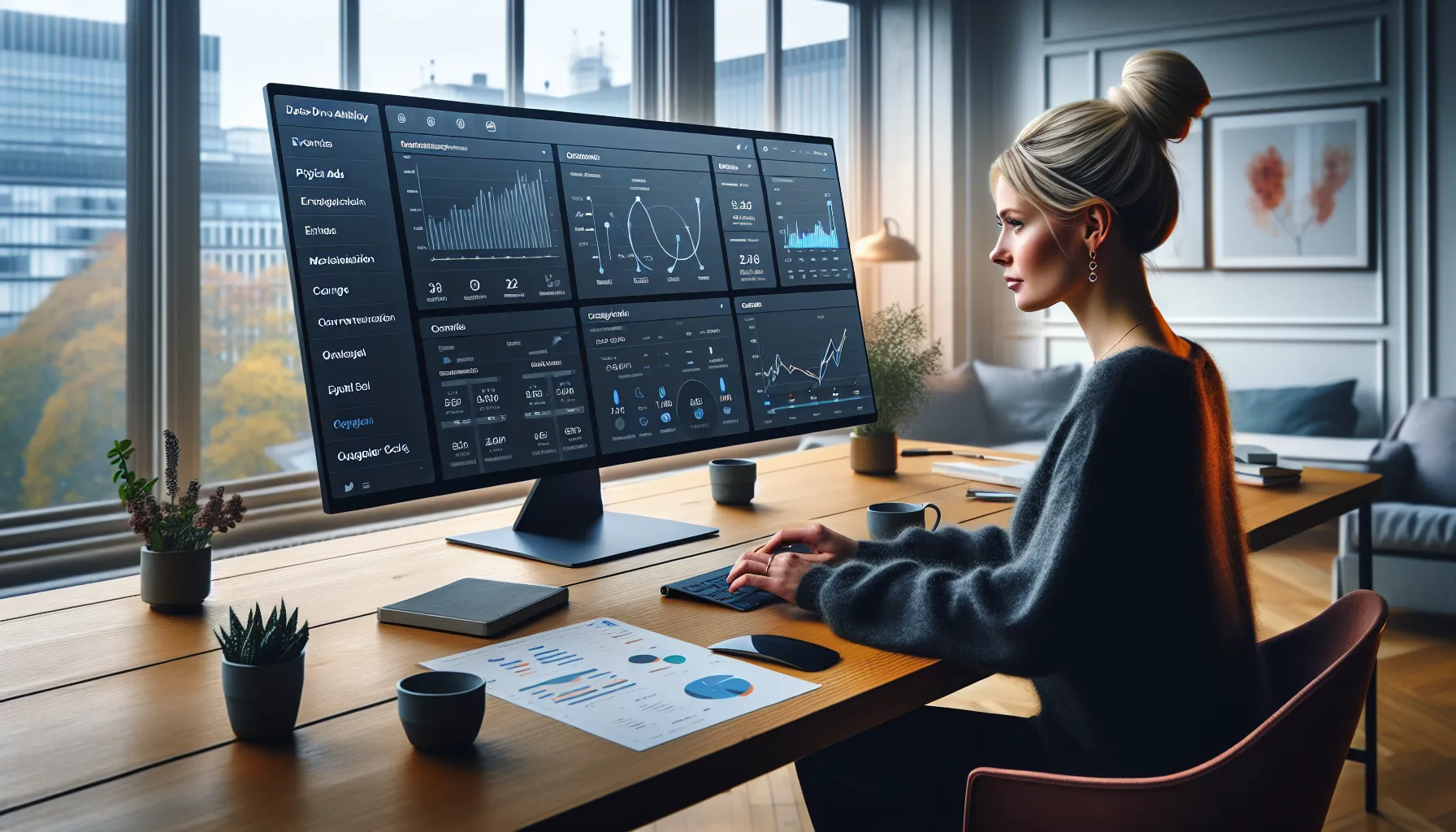 Norwegian e‑commerce analyst reviews ga4 event and attribution reports on a monitor.