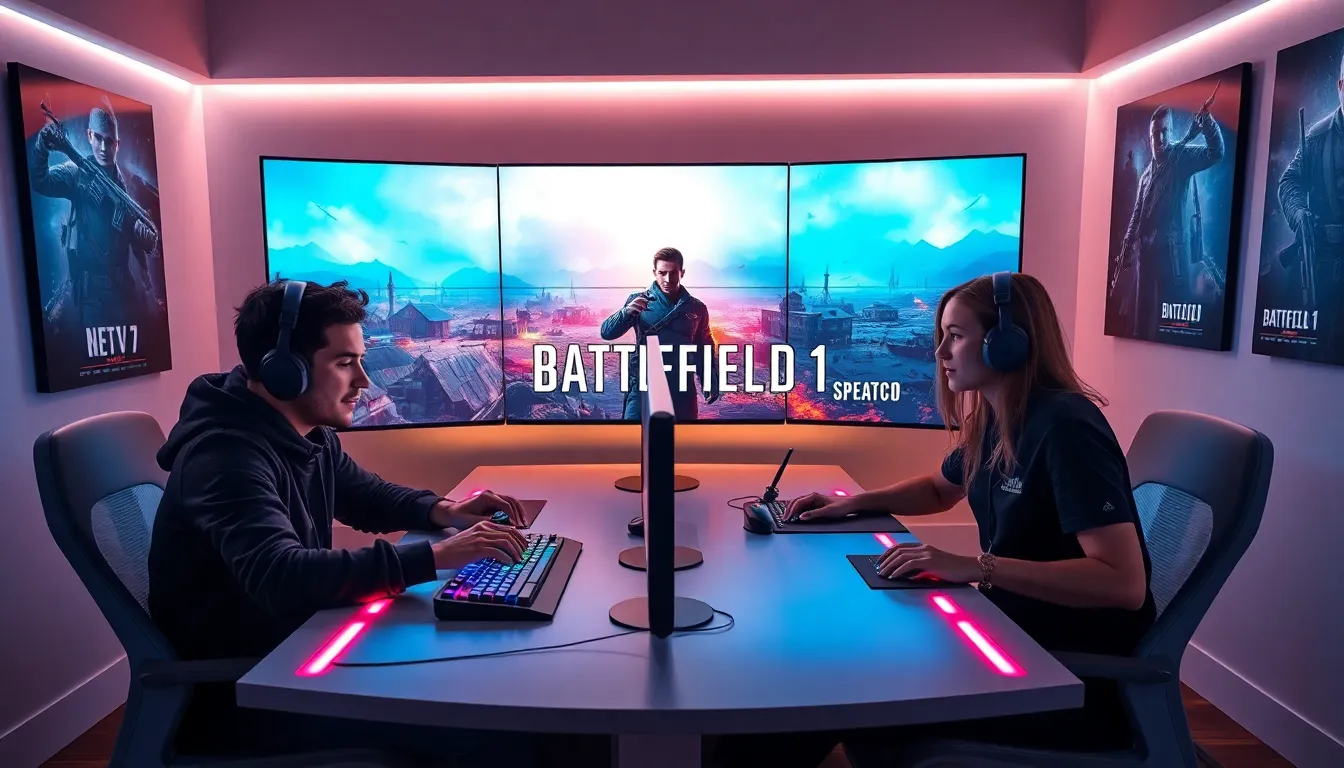 diverse gamers engaged in a Battlefield 1 gameplay session.