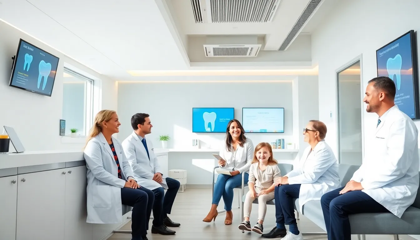 Professional dentists consulting with a family in a modern Perth clinic.