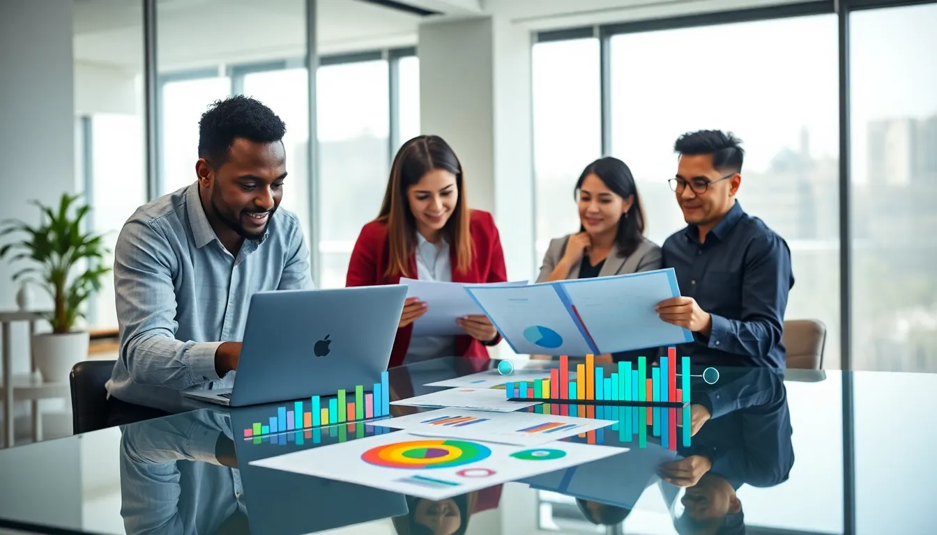 professionals collaborating in a modern workspace on tech integration.