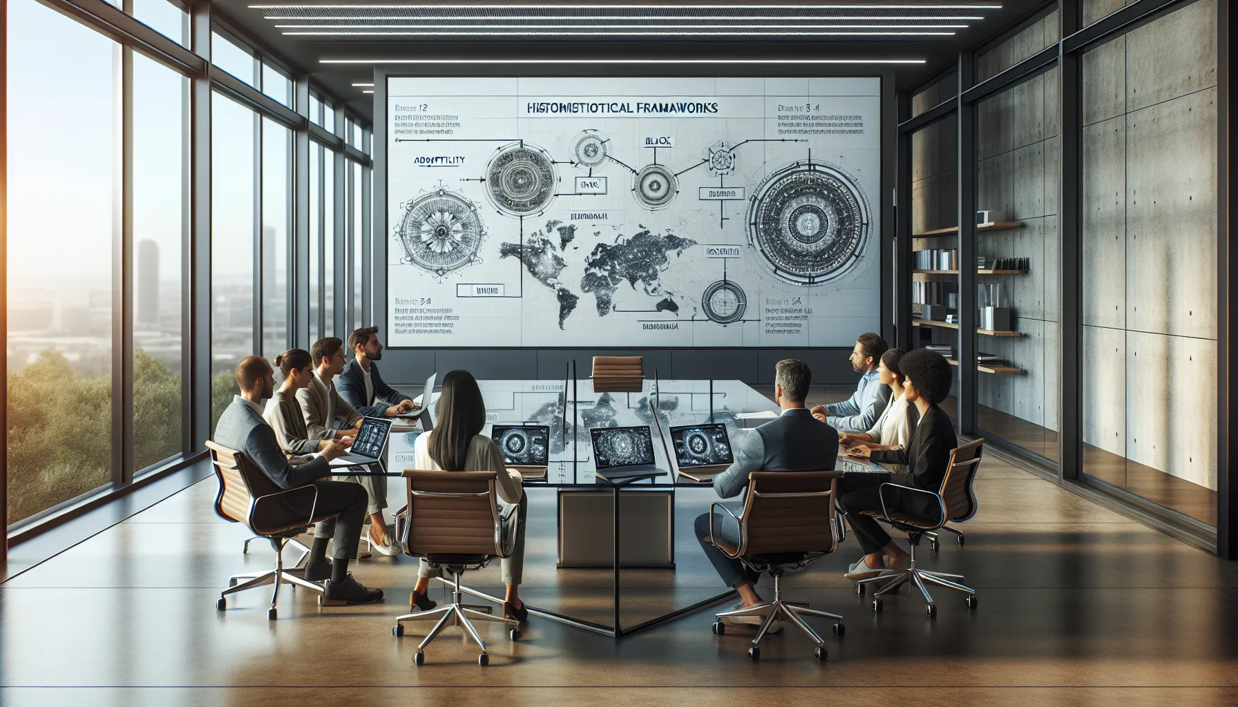 diverse team discussing the concept of Зкфсгоюзд in a modern office.