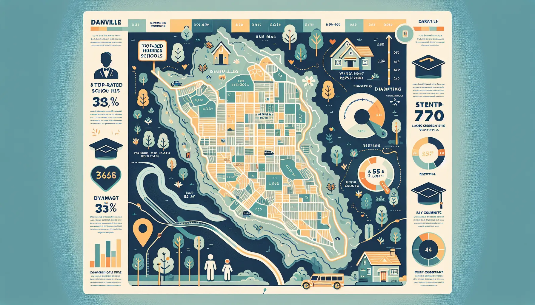 Danville real estate market map highlighting home values and rental demand.