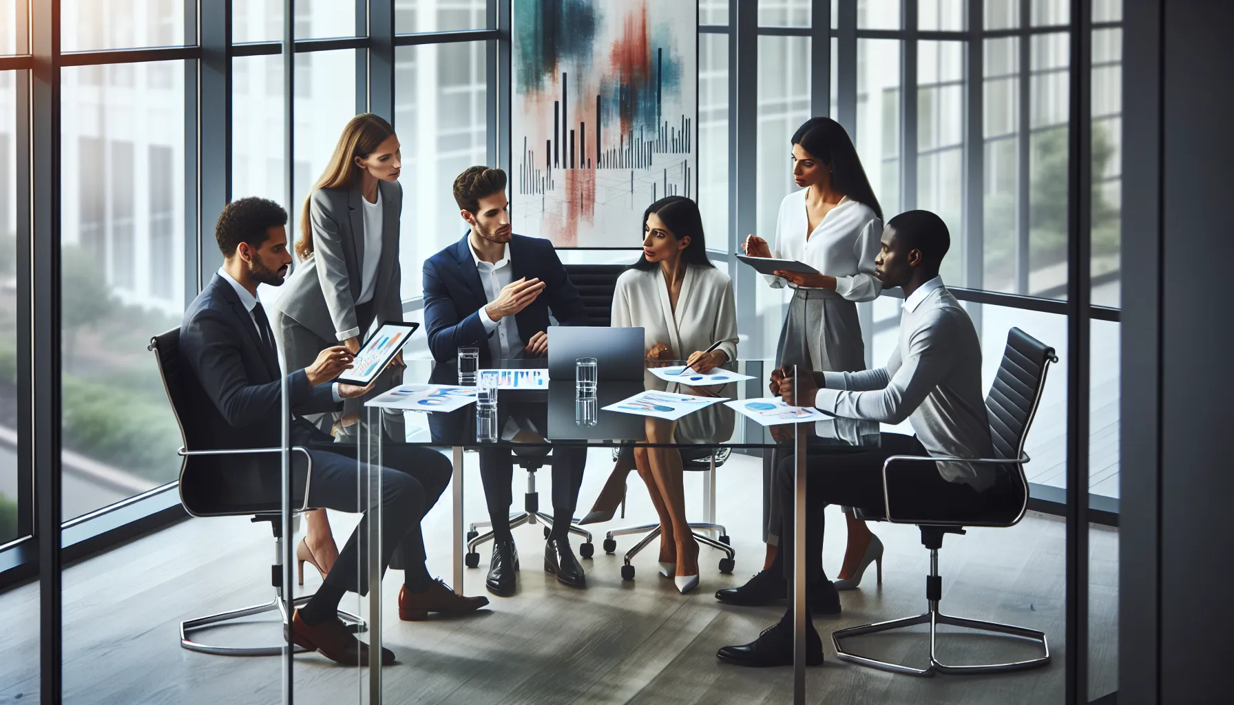 diverse team discussing challenges in a modern office setting.