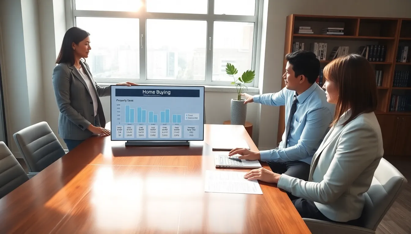 diverse professionals discussing home buying financial considerations.