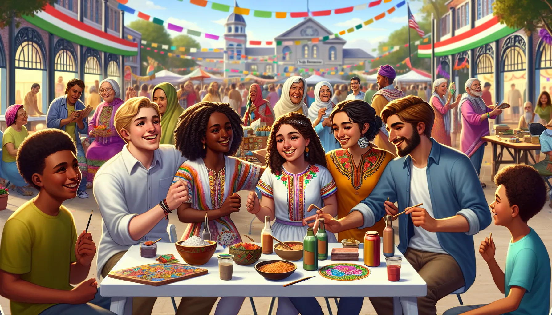 diverse community engaging in cultural activities at a festival.