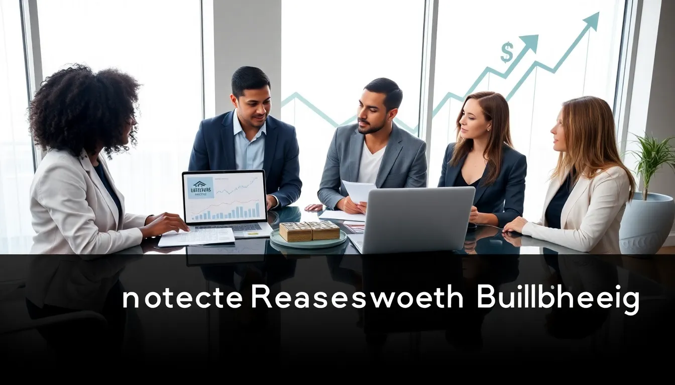 diverse team discussing real estate investment in a modern office.