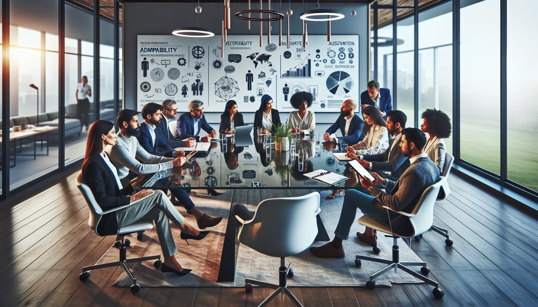 diverse team collaborating in a modern office environment.