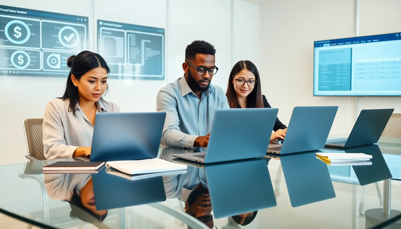 diverse team troubleshooting software issues in a modern office.