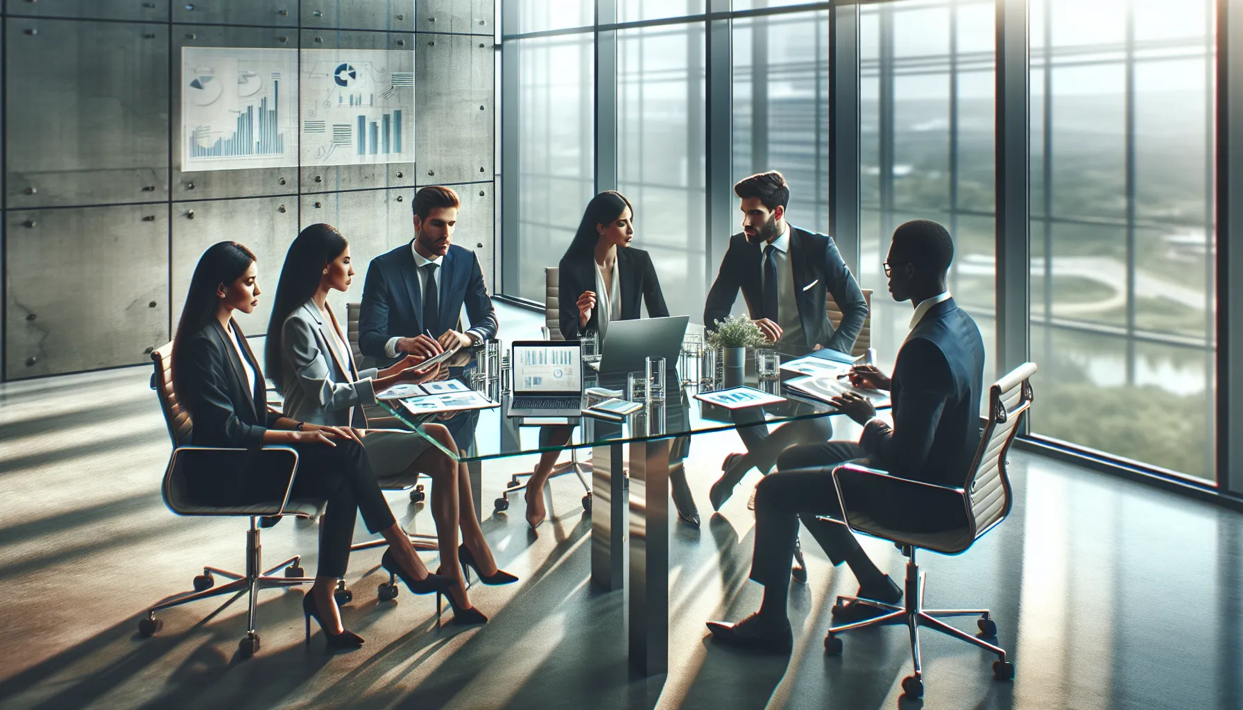 diverse professionals discussing applications of Еукфищч in a modern office.