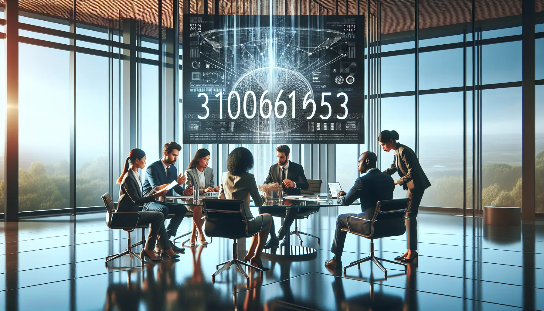 diverse team discussing the significance of a number in a modern office.