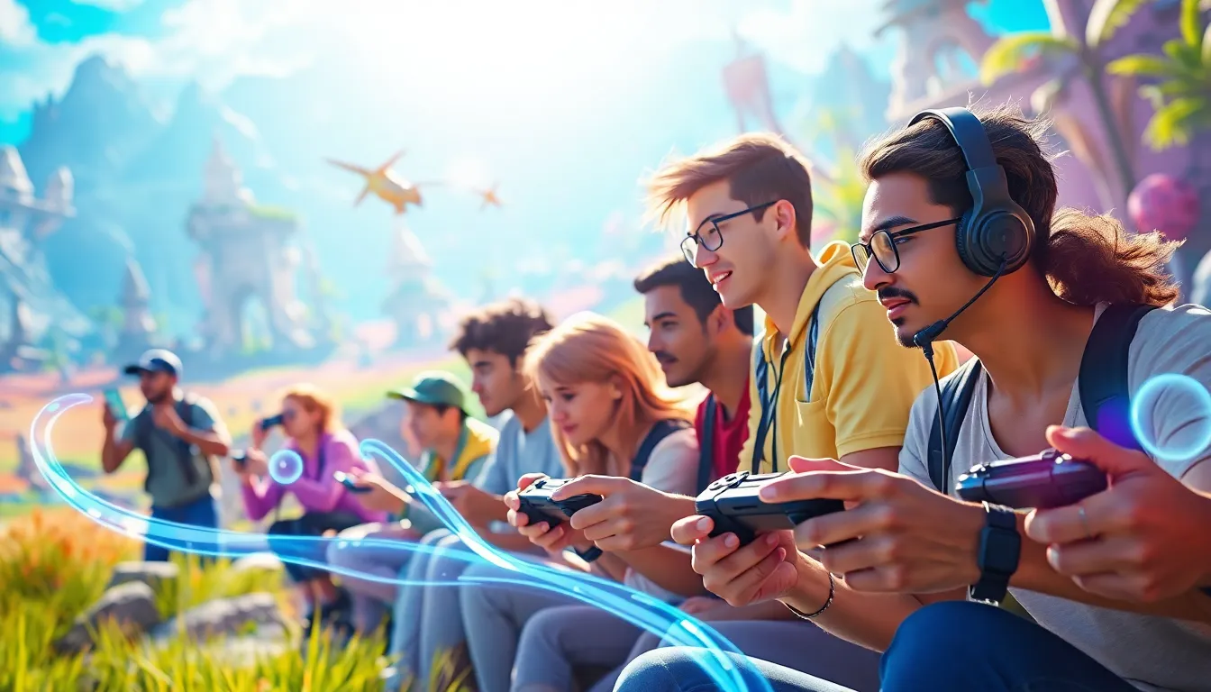 gamers engaged in LightniteOne in a colorful game world.