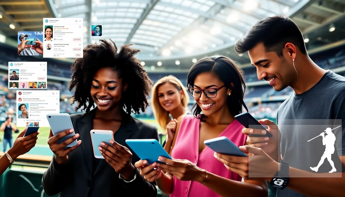 young professionals engaging with tennis coverage on digital devices.