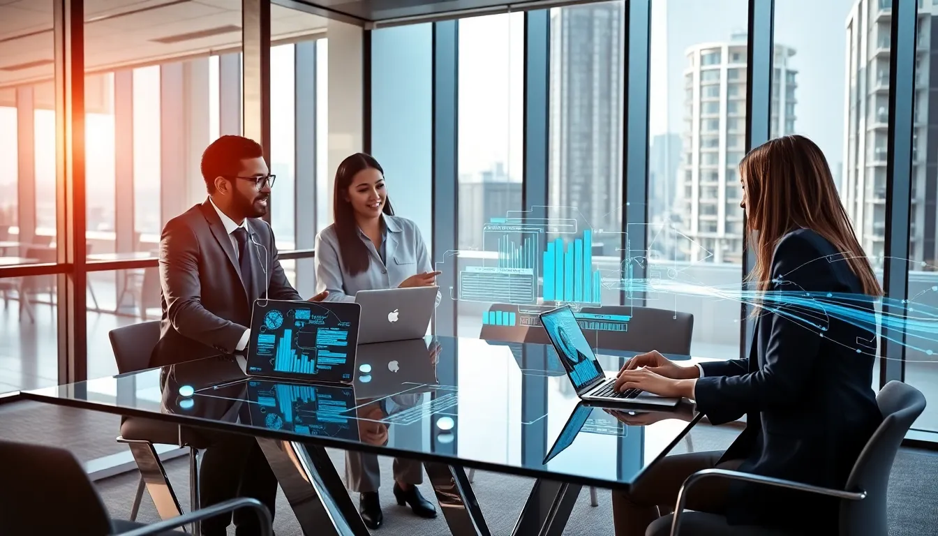 diverse team discussing data strategies in a modern office.