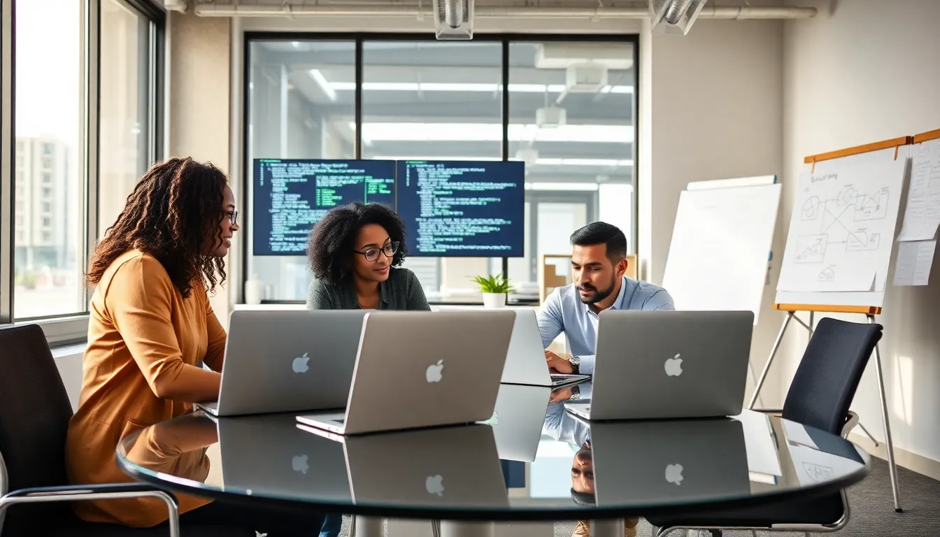 diverse team collaborating in Costco's technology office.