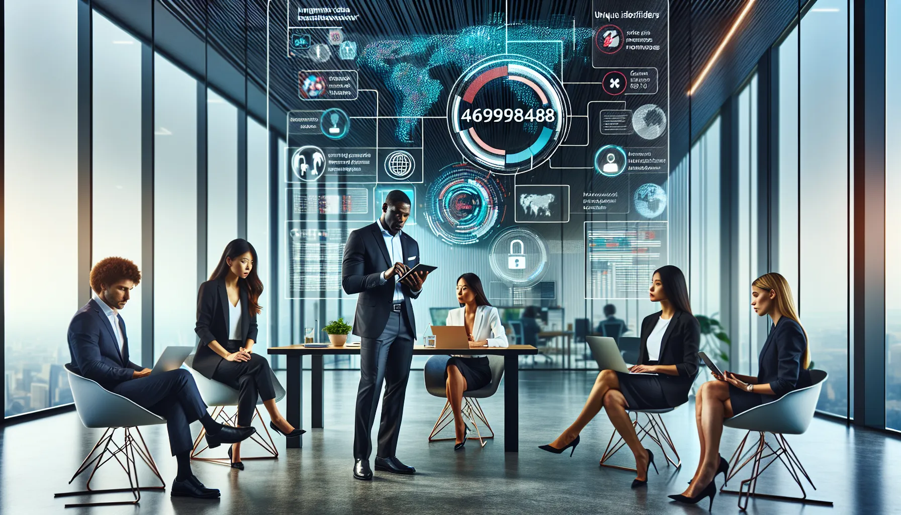 professionals discussing the importance of unique identifiers in a modern office.