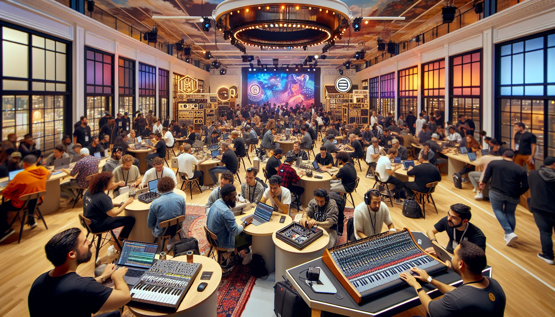 diverse attendees engaging in audio workshops at TheSoundTour event.