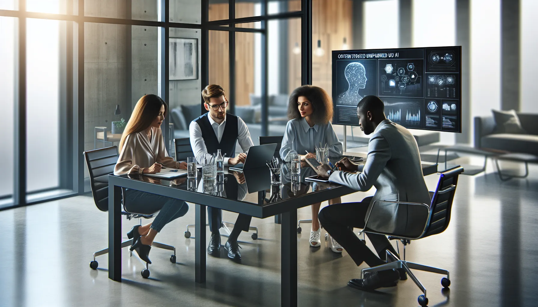diverse media professionals collaborating on content strategies in a modern office.