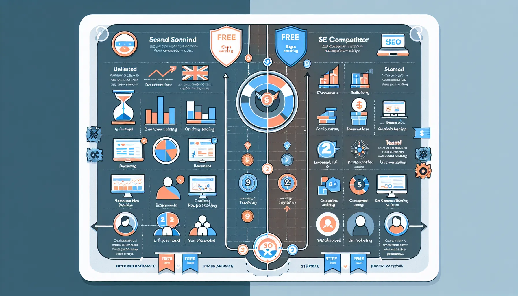 Comparison of free vs paid SEO competitor tools and upgrade triggers.