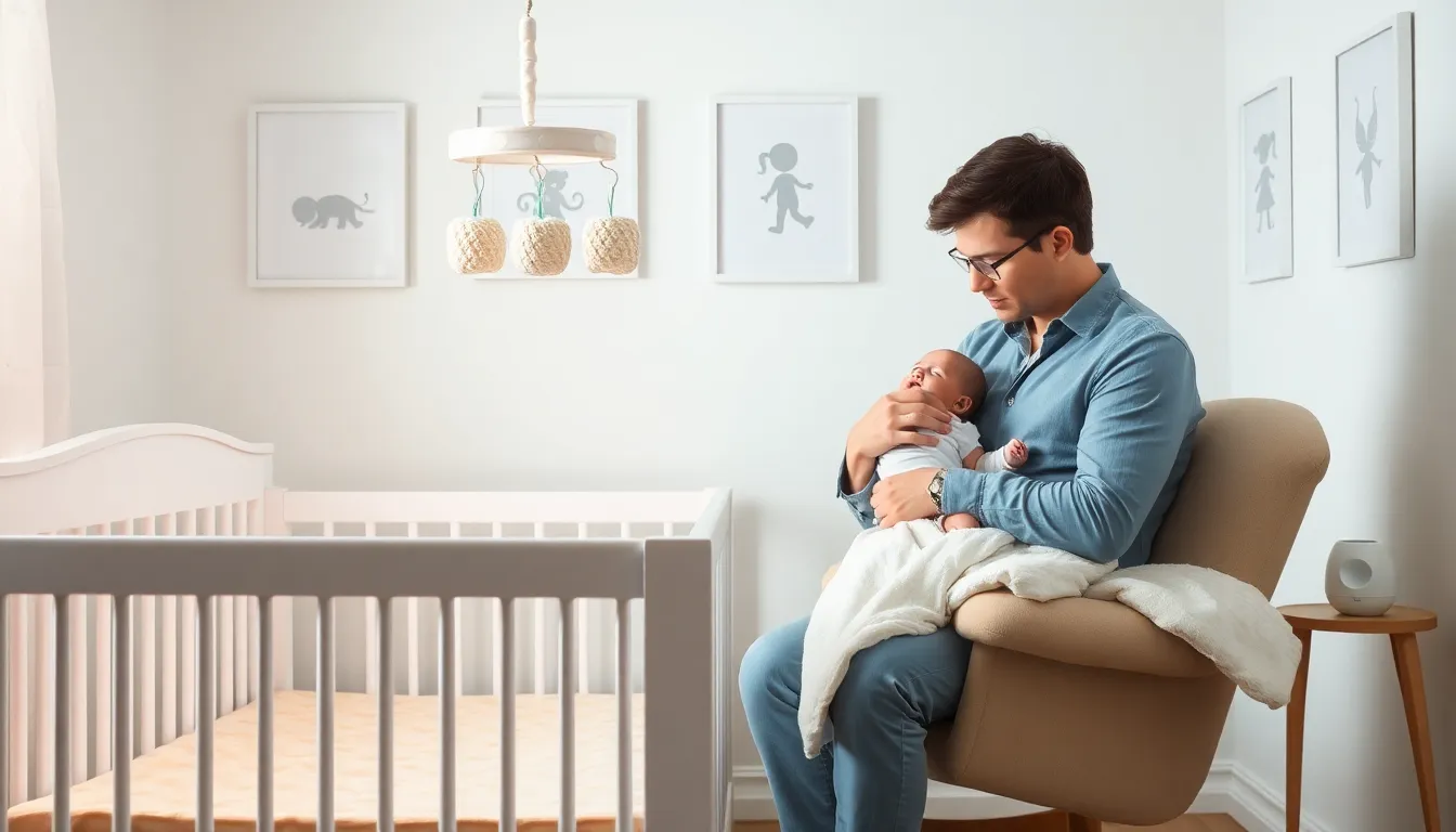 parent soothing a baby in a serene nursery during sleep regression.