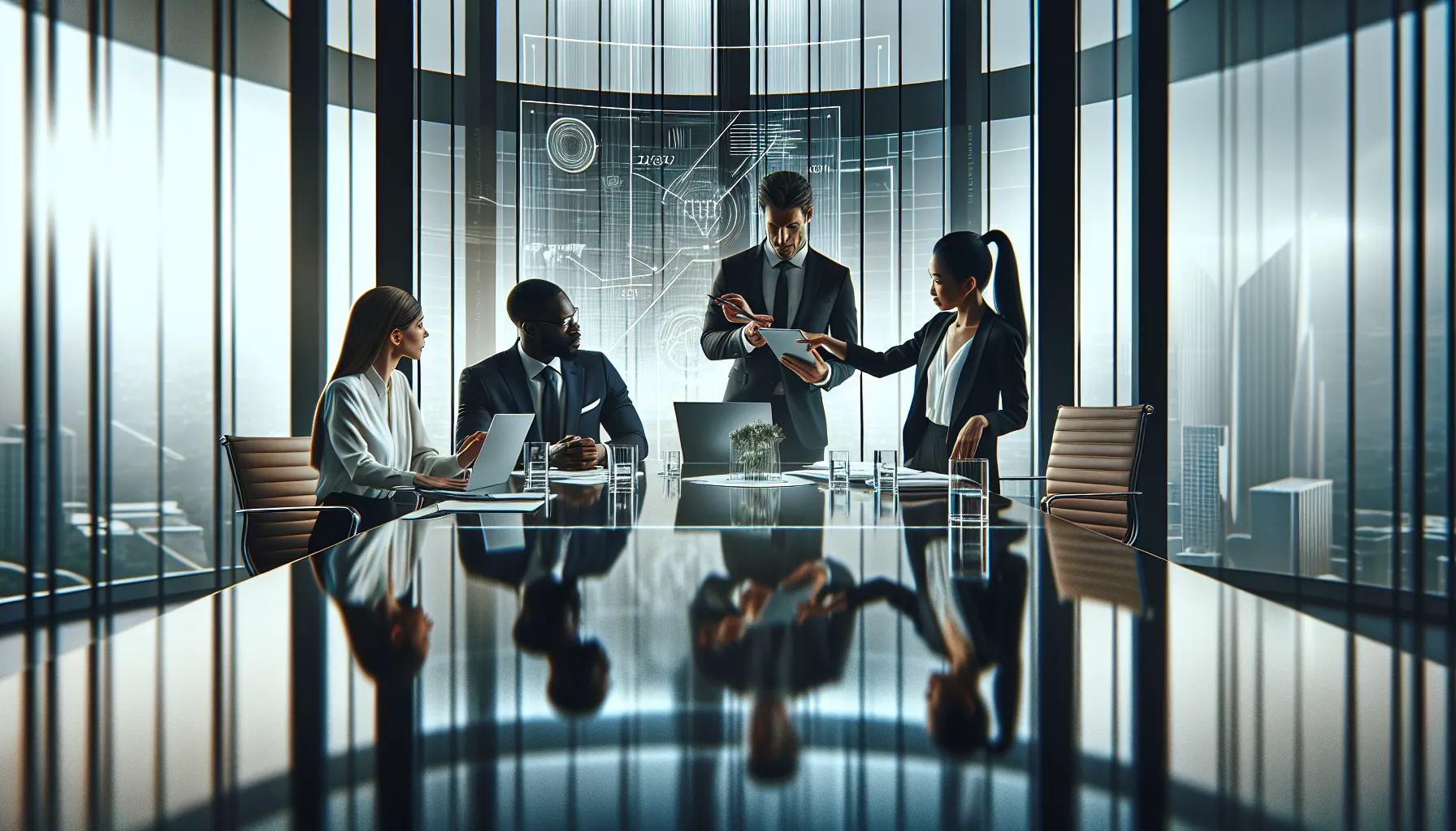 diverse team collaborating in a modern tech workspace.