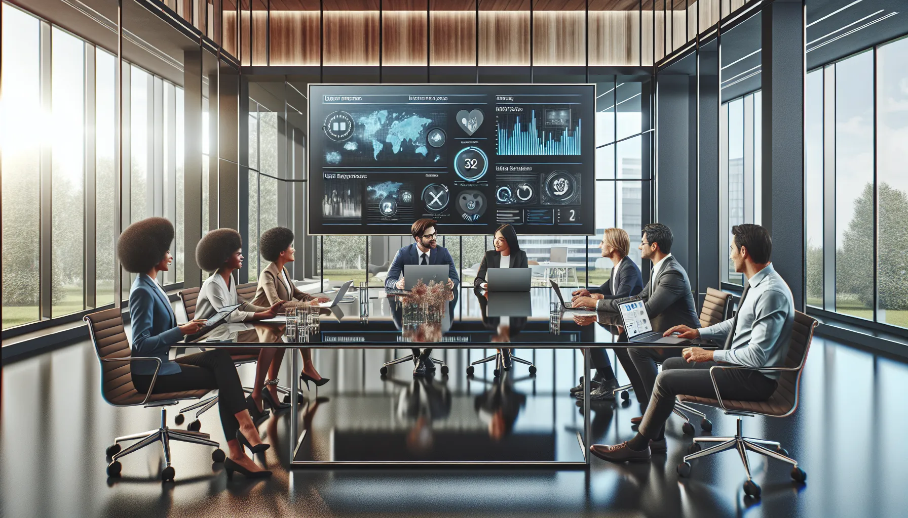 diverse team collaborating in a modern office setting.