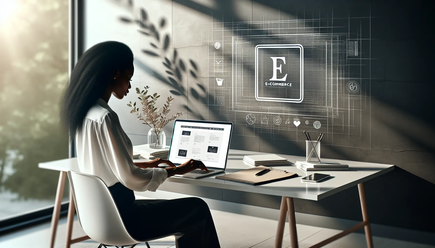 professional reviewing the transparent Lazada logo on a laptop.