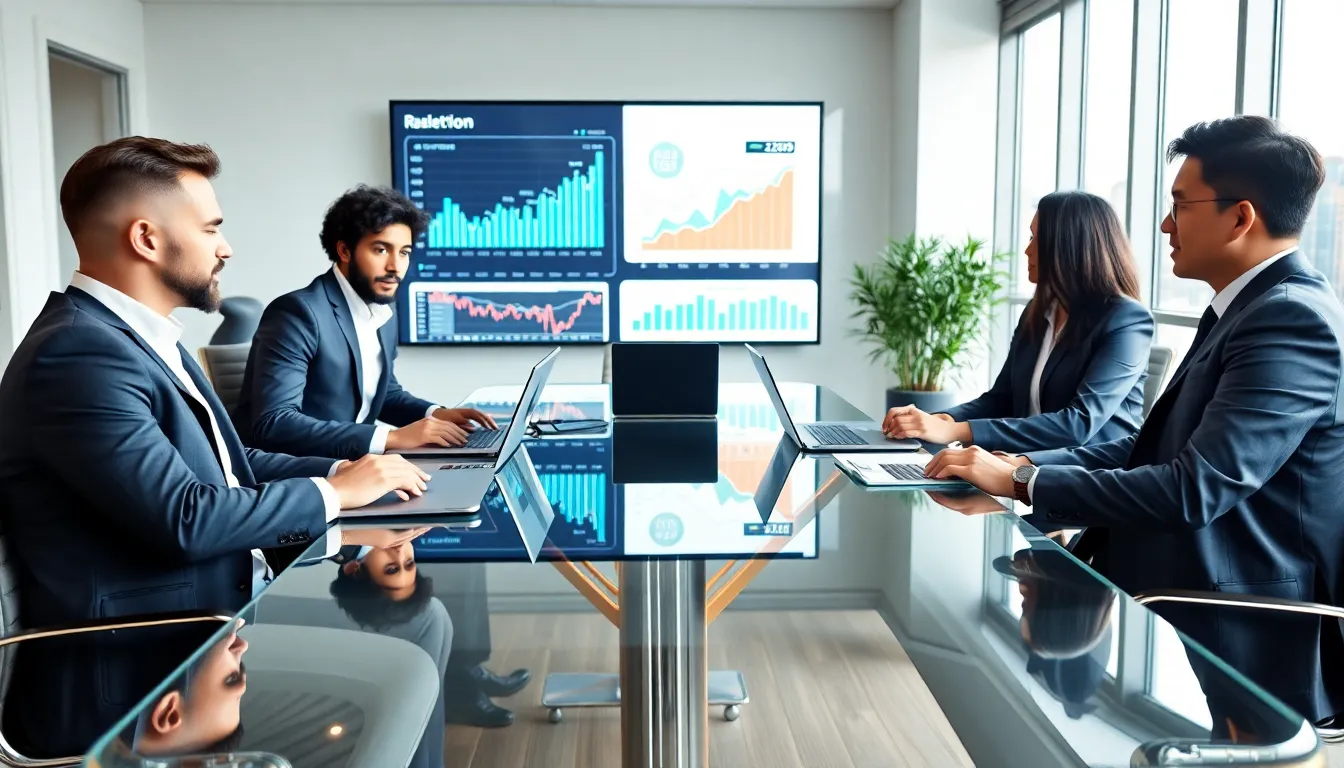 diverse real estate team collaborating in a modern office.