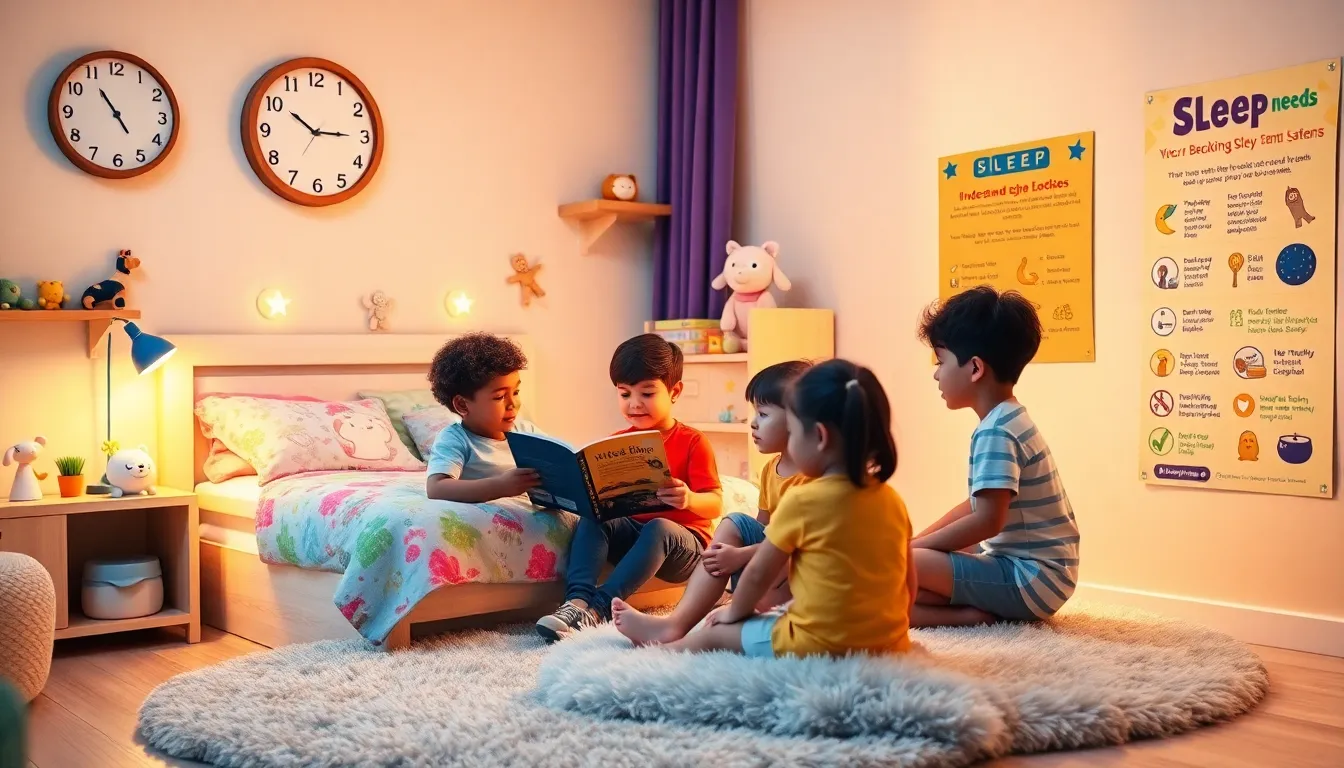 children engaged in a bedtime routine in a cozy bedroom.