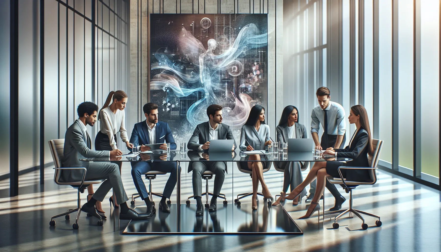 diverse team collaborating in a modern office setting.