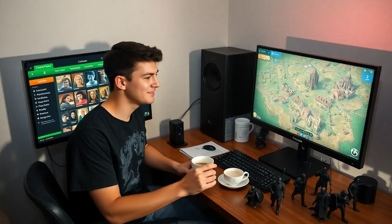 a gamer using the Ck2generator platform on his computer in a cozy room.