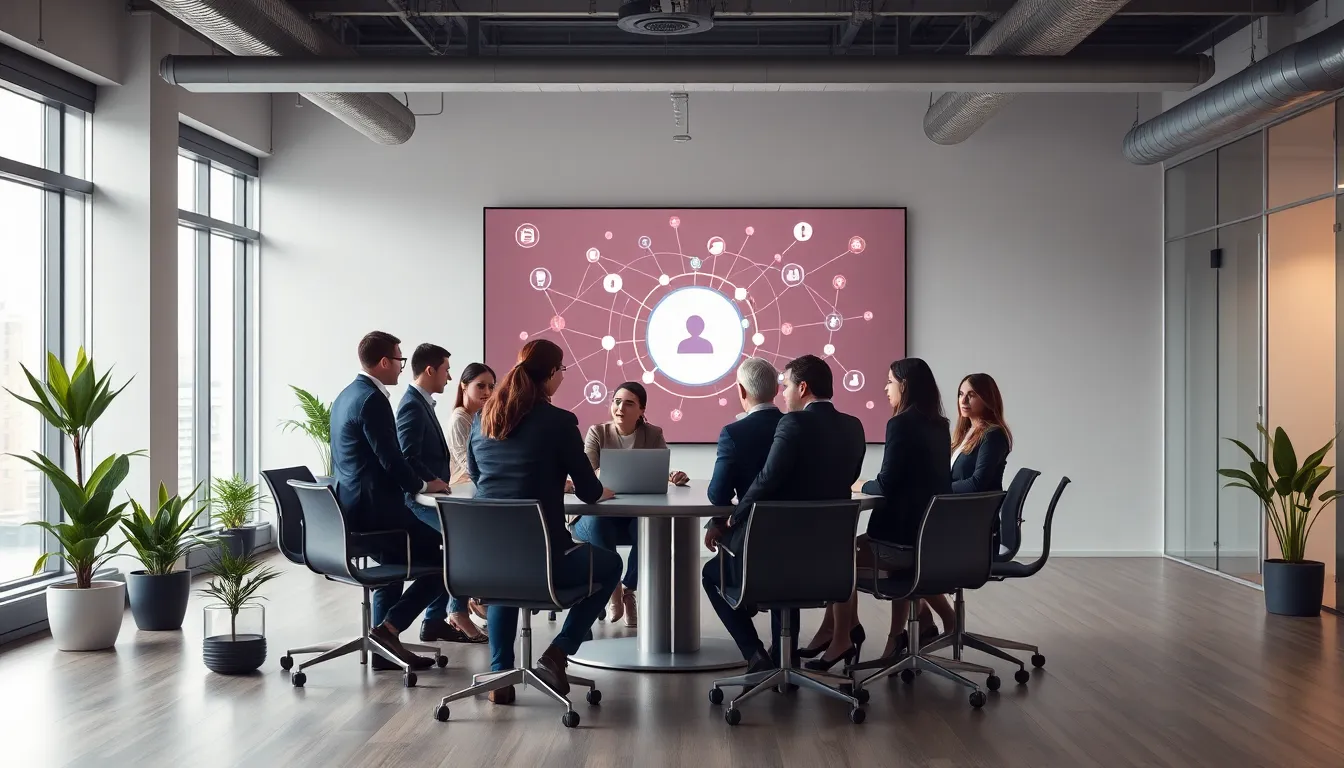 diverse team discussing concepts in a modern office setting.