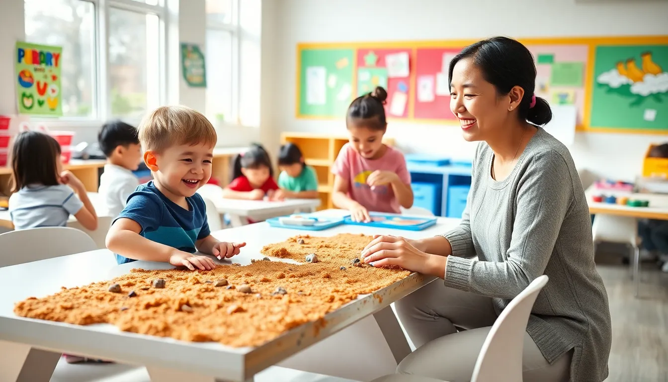 Diverse children in an inclusive classroom engaged in learning activities.