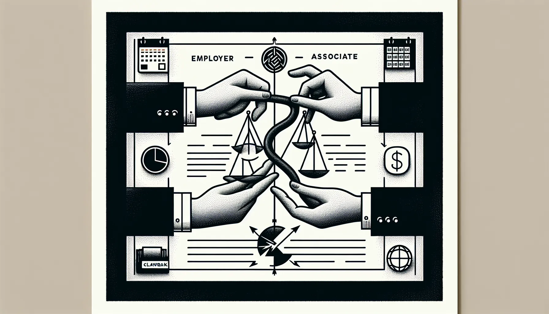 Hands tug a contract labeled “Draw Guarantee” with a clawback hook and icons.