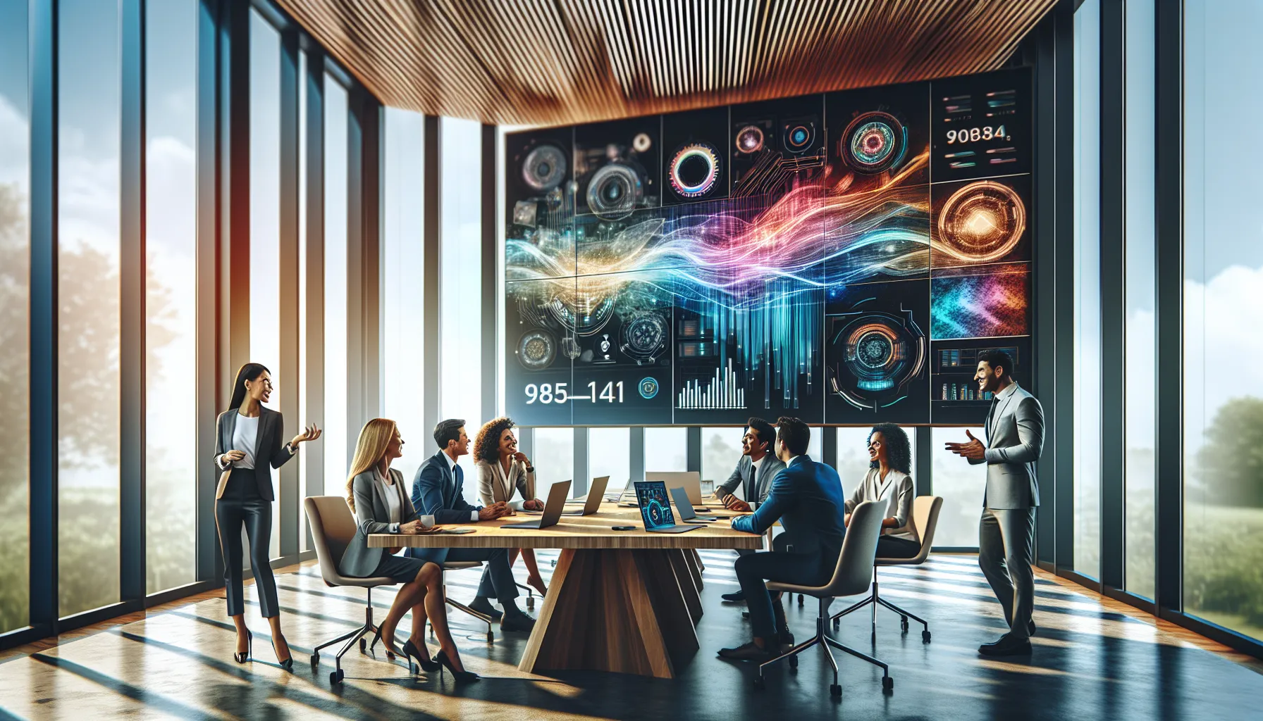 diverse team collaborating in a modern office setting.