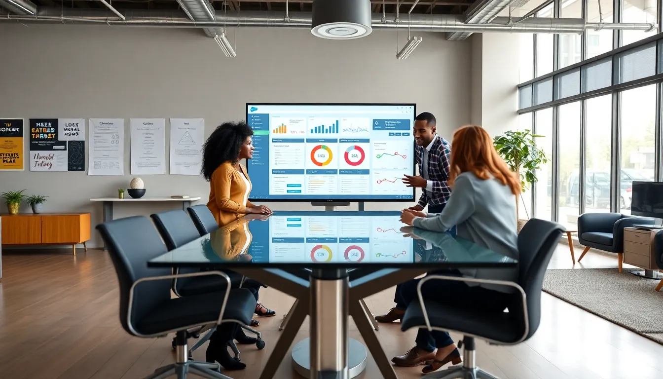 diverse team collaborating in a modern advertising studio.