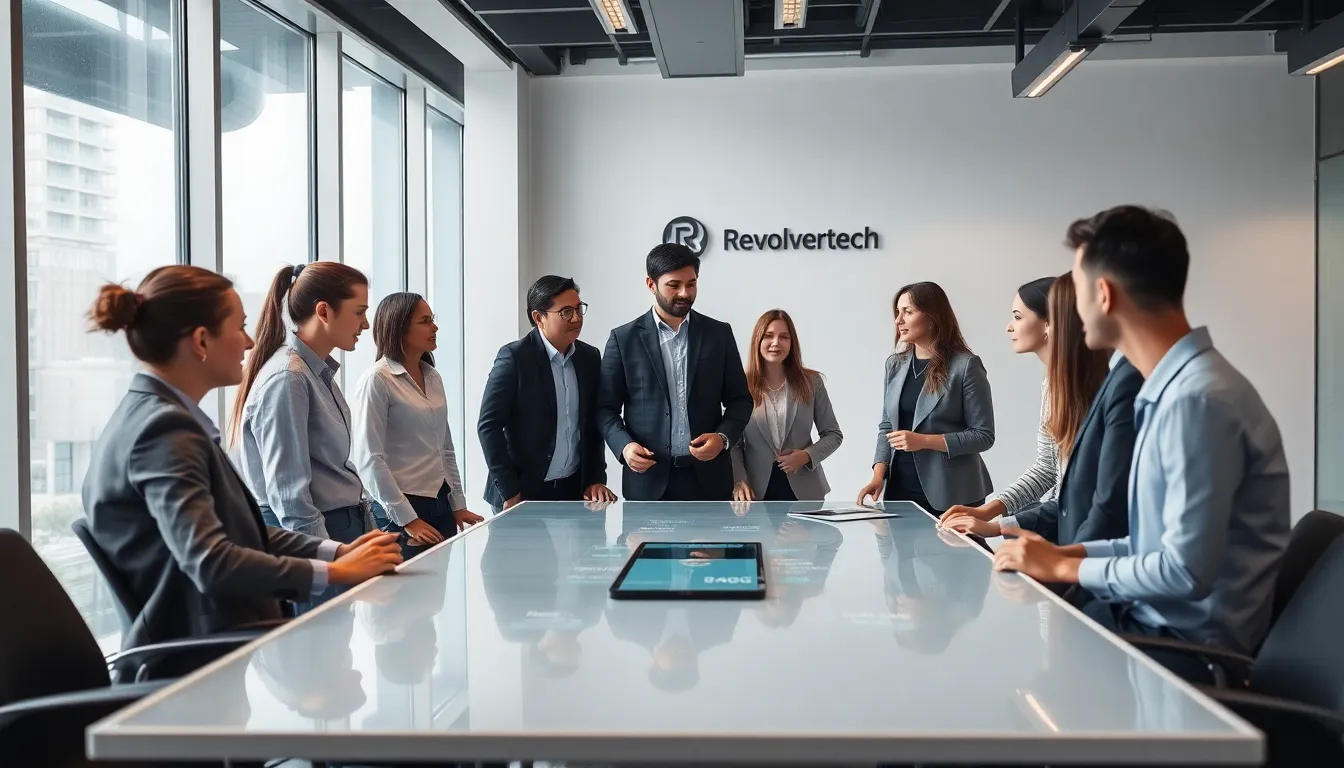 diverse team collaborating in a modern office environment.