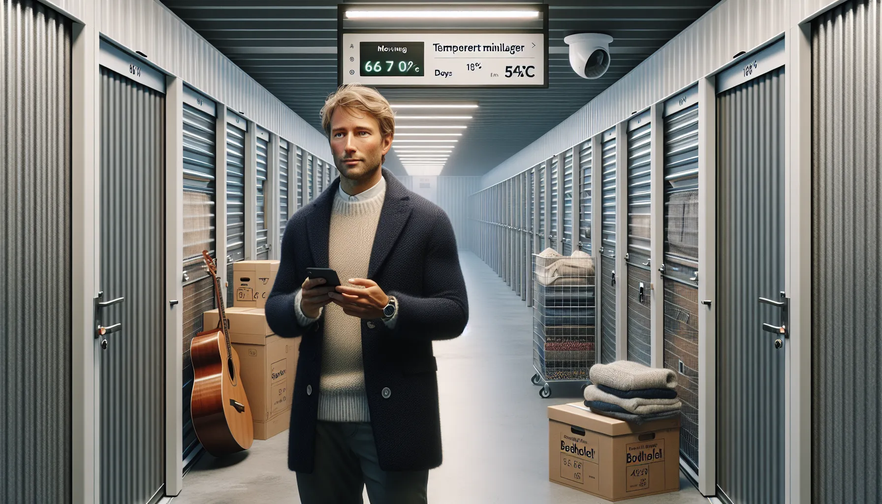 Norwegian customer comparing tempered indoor storage, shared lockers, and outdoor containers.