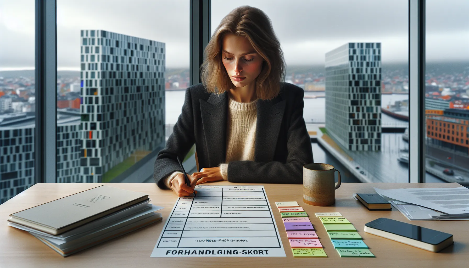 Norwegian professional prepares negotiation plan with batna, zopa, and stakeholder map.