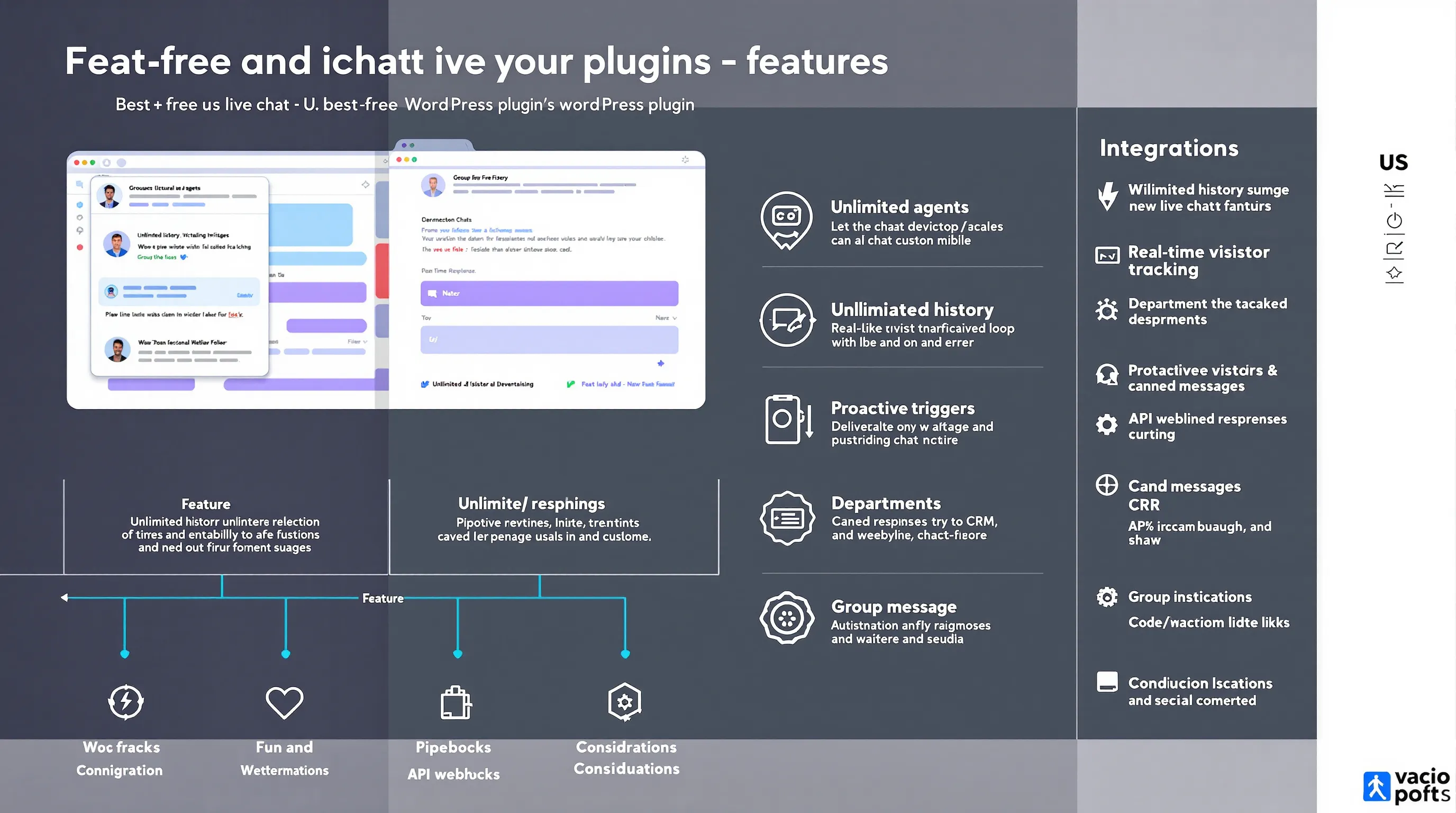 7 Best Free WordPress Live Chat Plugins For Small Businesses (2026) 3 Infographic showing Tawk.to free WordPress live chat features and integrations.