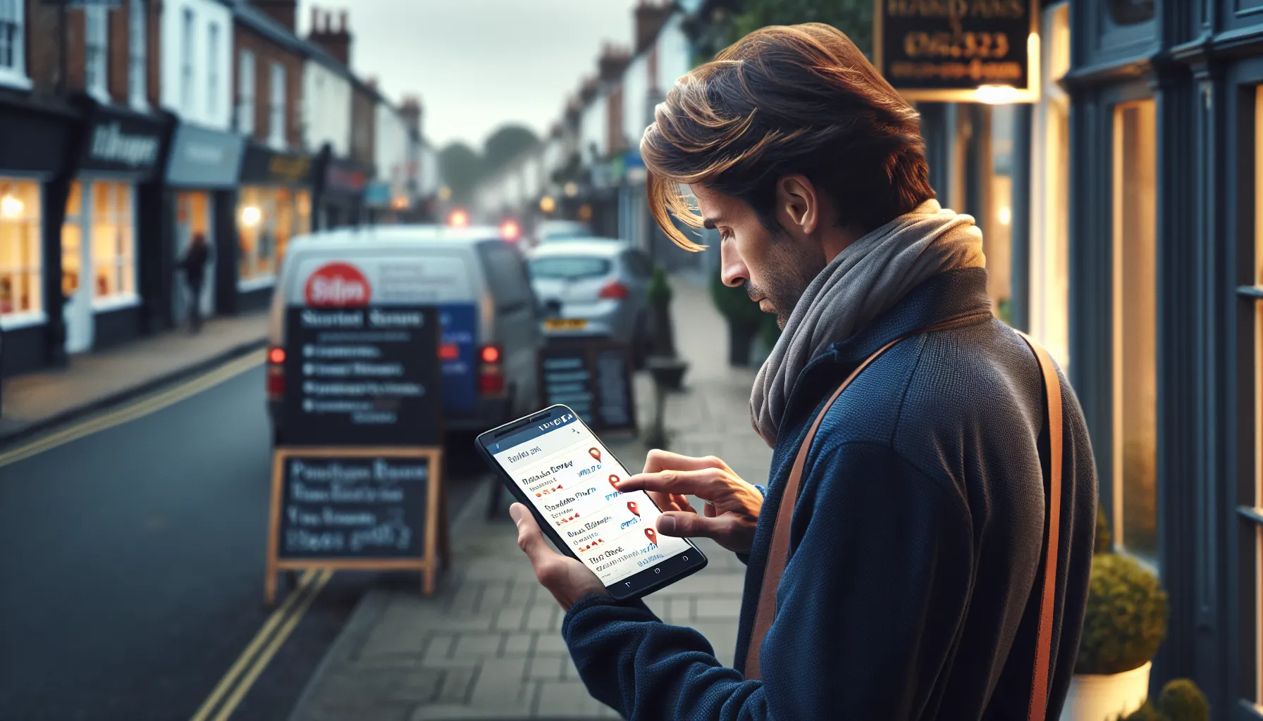 Person in Émerainville checking local businesses on Google on their smartphone.