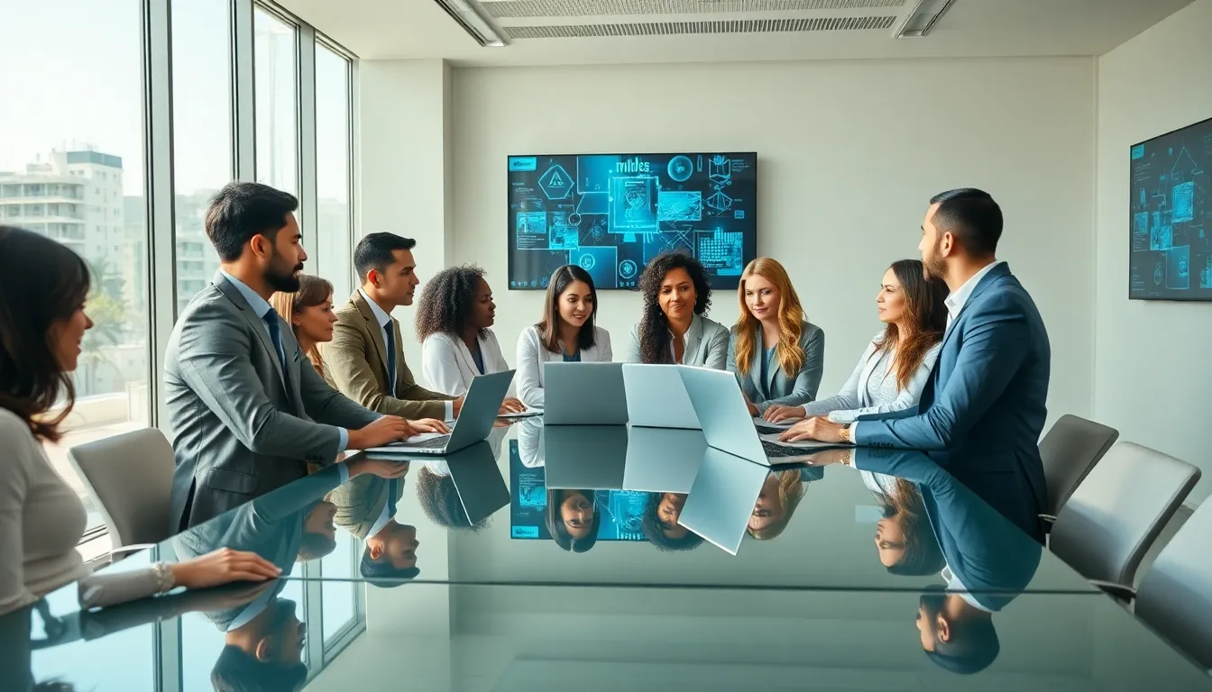 diverse team collaborating in a modern Silicon Valley office.