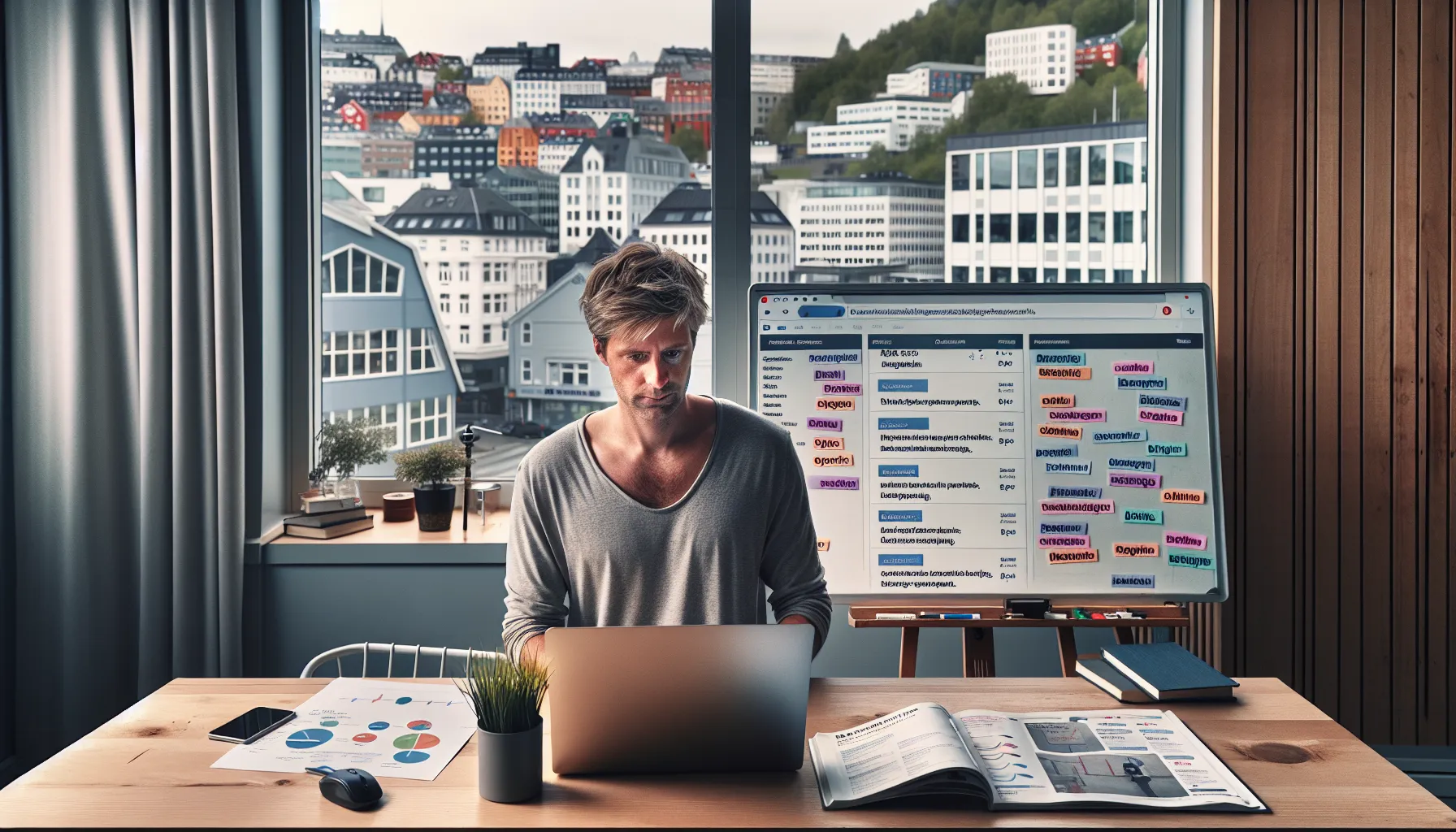 Hvordan lage en effektiv seo-strategi for nisjemarkeder 3 Norwegian marketer mapping detailed buyer personas and niche seo keywords in a bright office.