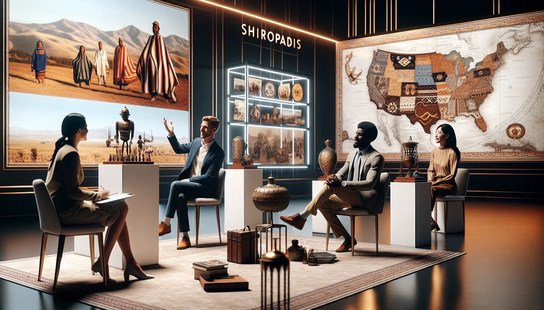 diverse group sharing cultural insights in a modern workshop.