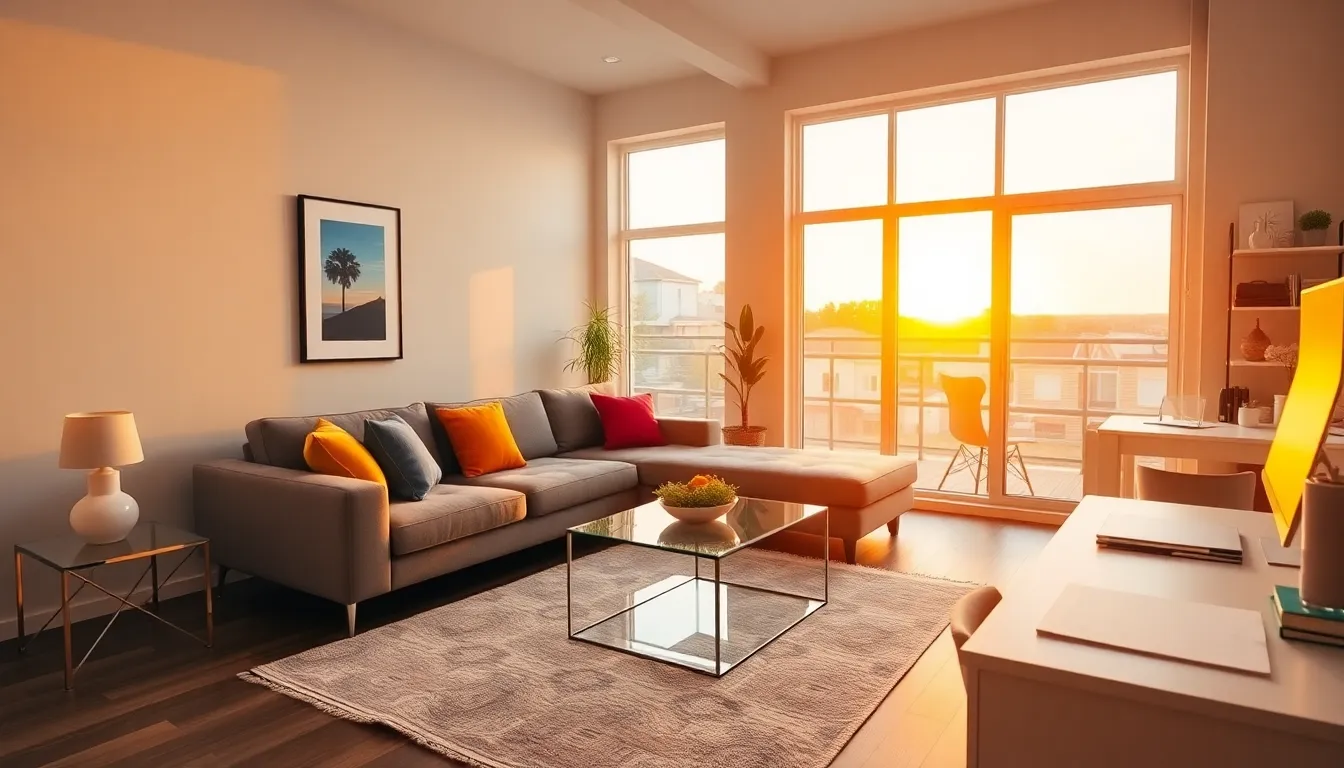 a beautifully staged American living room for real estate showcasing.