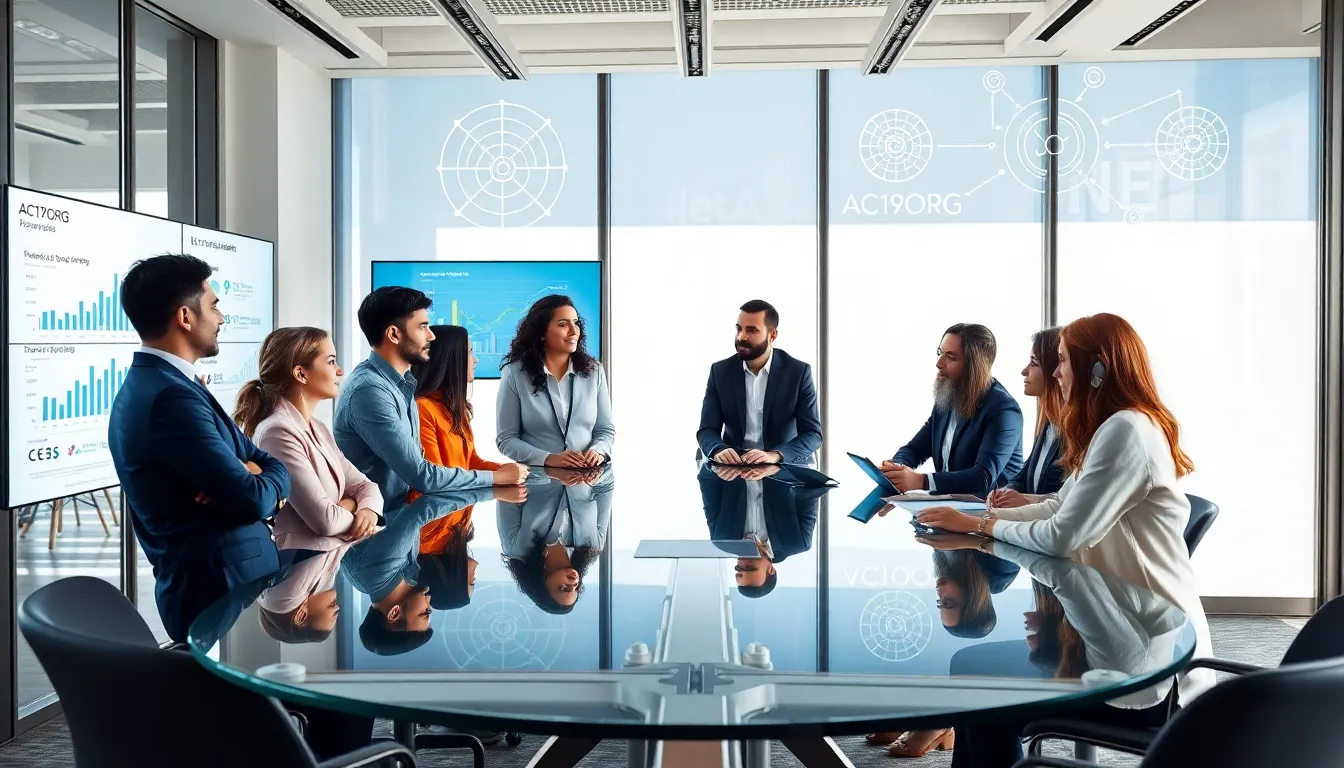 diverse professionals collaborating in a modern office on AC19ORG.